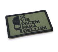 SI VIS Pacem para Bellum Tactical Patch Embroidered Fabric Morale Badge 8cm x 5cm Hook & Loop Airsoft Forces Military Patches Black and Green (Green and Black)