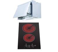 SIA 30cm Black Domino 2 Zone Electric Ceramic Hob And 60cm Integrated Extractor