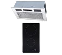 SIA 30cm Black Domino 2 Zone Electric Induction Hob And 52cm Canopy Cooker Hood