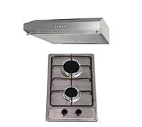 SIA 30cm Stainless Steel 2 Burner Gas Hob & 60cm Cooker Hood Visor Extractor Fan