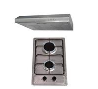 SIA 30cm Stainless Steel 2 Burner Gas Hob & 60cm Visor Cooker Hood Extractor Fan