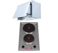 SIA 30cm Stainless Steel 2 Zone Electric Plate Hob And 60cm Integrated Extractor