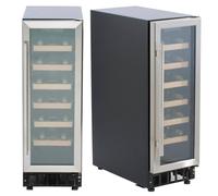 SIA WC30SS Undercounter Wine Cooler Fridge, 59L 19 Bottle Capacity, LED Light, Silver Black