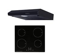 SIA 60cm Black 4 Zone 13amp Plug In Induction Hob & Cooker Hood Visor Extractor