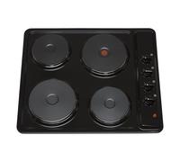 SIA 60cm Black 4 Zone Electric Solid Plate Easy Clean Side Control Hob - PHP601BL SIA Black
