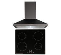 SIA 60cm Black ECO 13 Amp 4 Zone Touch Control Induction Hob & Cooker Hood Fan