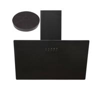 SIA 60cm Black Glass Chimney Kitchen Cooker Hood Fan with Carbon Filter SIA Black