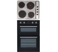 SIA 60cm DO102 Double Electric Built-in Oven, PHP601SS Stainless Steel Solid Plate 4 Zone Easy Clean Side Control Hob