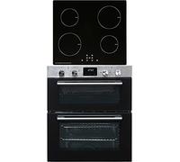 SIA 60cm DO111SS Stainless Steel Electric Double True Fan Oven & INDH60BL 4 Zone Touch Control Ceramic Hob