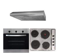 SIA 60cm Electric True Fan Single Oven, 4 Zone Plate Hob & Visor Cooker Hood Fan