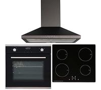 SIA 60cm Single Electric Fan Oven, ECO 13 Amp 4 Zone Induction Hob & Cooker Hood