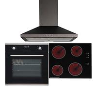 SIA 60cm Single True Fan Touch Control Oven, 4 Zone Ceramic Hob And Chimney Hood