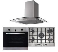 SIA 60cm Stainless Steel Fan Oven, 70cm 5 Burner Gas Hob And Curved Cooker Hood