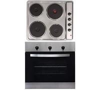 SIA 60cm Stainless Steel Single Electric True Fan Oven & 4 Zone Electric Hob