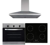 SIA 60cm Stainless Steel Single Oven, 4 Zone Induction Hob & Chimney Cooker Hood