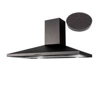 SIA 90cm Black Chimney Cooker Hood Kitchen Extractor with Carbon Filter SIA Black