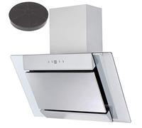 SIA AGL71SS 70cm Angled Stainless Steel And Glass Chimney Cooker Hood Kitchen Extractor Fan With LED Lights And Internal Carbon Re-circulation Filter