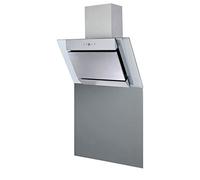 SIA AGL71SS 70cm Angled Stainless Steel & Clear Glass Chimney Cooker Hood Kitchen Extractor Fan & SP70GY Toughened Grey Glass Splashback 70cm x 75cm