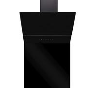 SIA AGTC60BL 60cm Black Angled Motorised Sliding Glass Cooker Hood Extractor Fan & SP60BL Toughened Glass Splashback