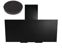 SIA AH70BL 70cm Black Angled Glass Chimney Kitchen Cooker Hood Fan & Filter