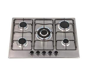 SIA AMZSSG702SS 70cm 5 Burner Gas Hob In Stainless Steel With Enamel Pan Stands
