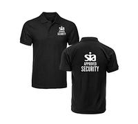 SIA Approved Security Polo Shirt, Front & Back Printed Work Wear Gift Polo Adult Top (Black, M, m)