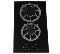 SIA BGH30BL 30cm Black Gas On Glass Domino Hob | Cast Iron Pan Support | LPG Kit