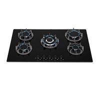SIA BGH90BL 90cm Black Glass 5 Burner Gas Hob With Iron Supports & Wok Burner