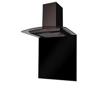 SIA CGH70BL 70cm Curved Glass Black Chimney Cooker Hood & 70cm Glass Splashback