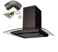 SIA CGH70BL 70cm Curved Glass Black LED Cooker Hood Extractor And 3m Ducting Kit