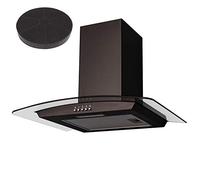 SIA CGH70BL 70cm Curved Glass Black LED Cooker Hood Extractor And Carbon Filter