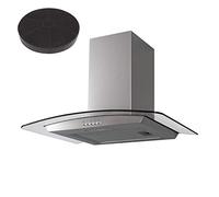 SIA CGH70SS 70cm Curved Glass/Stainless Steel Chimney Cooker Hood And Filter