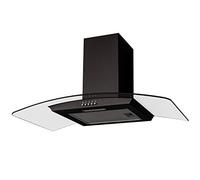 SIA CGH80BL 80cm Curved Glass Chimney Cooker Hood Extractor Fan In Black