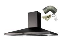 SIA CHL100BL 100cm Black Chimney Cooker Hood Kitchen Extractor Fan & 3m Ducting