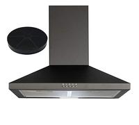 SIA CHL70BL 70cm Chimney Cooker Hood Extractor Fan In Black With Carbon Filter