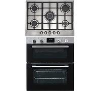 SIA DO111SS 60m Stainless Steel Built Under Electric Double True Fan Oven & SIA R6 70cm 5 Burner Gas Hob With Cast Iron Pan Supports And FFD