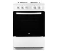 SIA ESXB60W Freestanding Electric Cooker Oven, 60cm Wide, 4 Zone Plate Hob, Grill Function, Internal Light, White, 2 Years Parts and Labour Guarantee Included