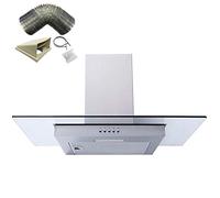 SIA FL70SS 70cm Flat Glass Stainless Steel Chimney Cooker Hood Fan& 3m Ducting
