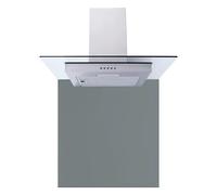 SIA FL70SS 70cm Flat Glass Stainless Steel Cooker Hood & SP70GY Grey Toughened Glass Splashback