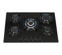 SIA GHG713BL 70cm Black 5 Burner Gas On Glass Hob With Enamel Pan Stands & FFD