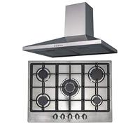 SIA R6 70cm Stainless Steel 5 Burner Gas Hob & Chimney Extractor Cooker Hood Fan