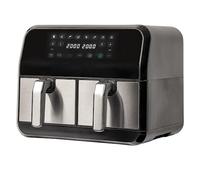 SIA SAF76K Large Dual Zone Air Fryer in Black, 8L, 8 Healthy Cooking Programs, Digital Touch Control, 60 Minute Timer, 80-200°C Range, 4L Double Baskets, Family Size, Use Without Oil, 1700W