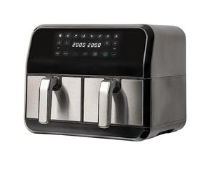 SIA SAF76K Large Dual Zone Air Fryer in Black, 8L, 8 Healthy Cooking Programs, Digital Touch Control, 60 Minute Timer, 80-200°C Range, 4L Double Baskets, Family Size, Use Without Oil, 1700W