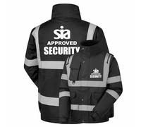 SIA Security Black Yoko Hi Vis Bomber Jacket Reflective, Waterproof, Work Wear Coat SIA Security, High Visibility, By Brook Hi Vis, XXXXLarge