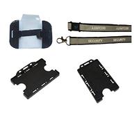 Sia Security Kit - Includes Reflective Security Lanyard & Armband & Double Card Holder (Black Kit - Horizontal Card Holder)