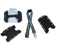 Sia Security Kit - Includes Reflective Security Lanyard & Armband & Double Card Holder (Black Kit - Vertical Card Holder)