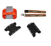Sia Security Kit - Includes Reflective Security Lanyard & Armband & Double Card Holder (Orange Kit - Horizontal Badge Holder)