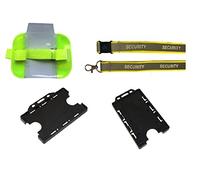 Sia Security Kit - Includes Reflective Security Lanyard & Armband & Double Card Holder (Yellow Kit - Horizontal Card Holder)