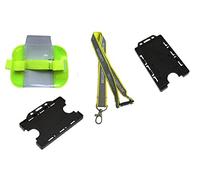 Sia Security Kit - Includes Reflective Security Lanyard & Armband & Double Card Holder (Yellow Kit - Vertical Card Holder)