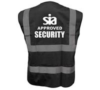 SIA Security Printed Black Hi Vis Vest/Waistcoat, Security Officer, Security Guard, Doorman, Bouncer, Events, XXXLarge